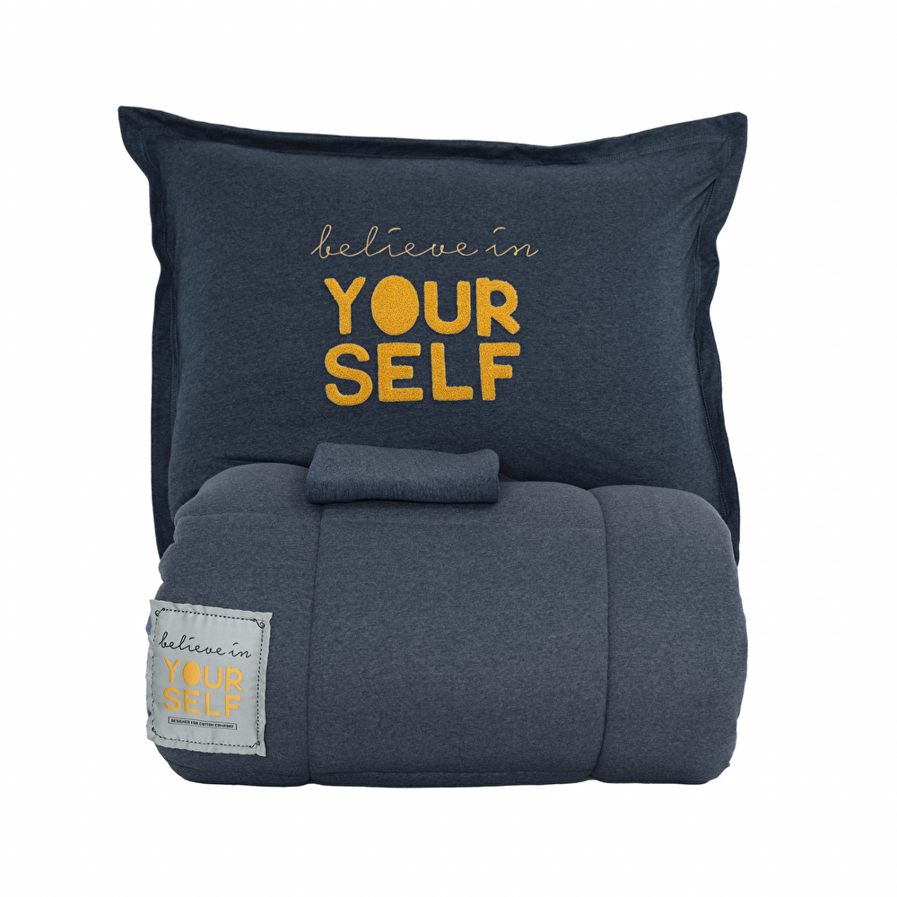 Karaca Home Motto Cotton Comfort Tek Kişilik Uyku Seti İndigo görseli 5