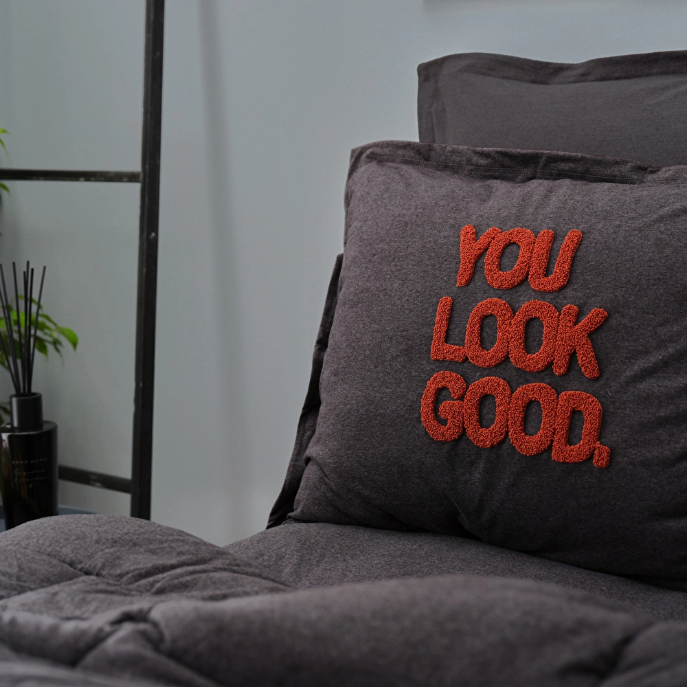 Karaca Home Motto Cotton Comfort Çift Kişilik Antrasit Uyku Seti görseli 4