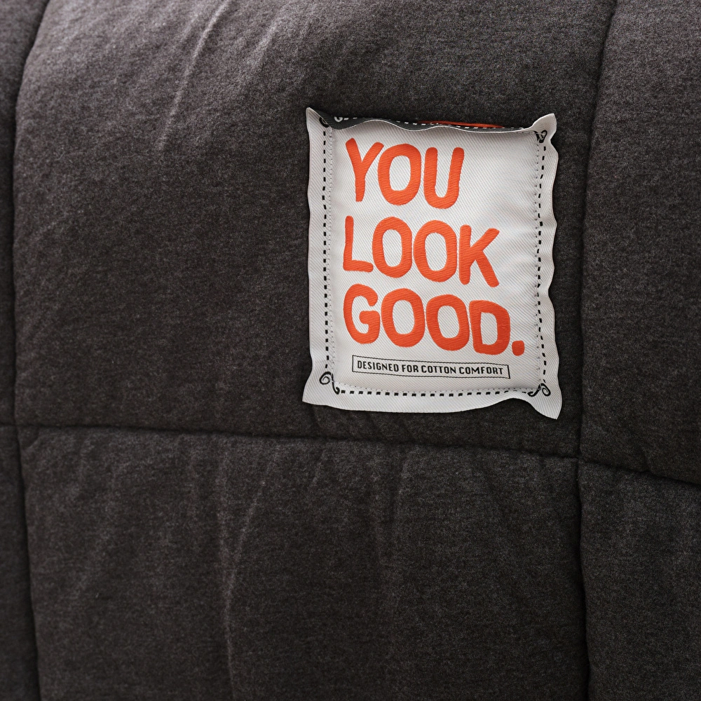 Karaca Home Motto Cotton Comfort Çift Kişilik Antrasit Uyku Seti görseli 6