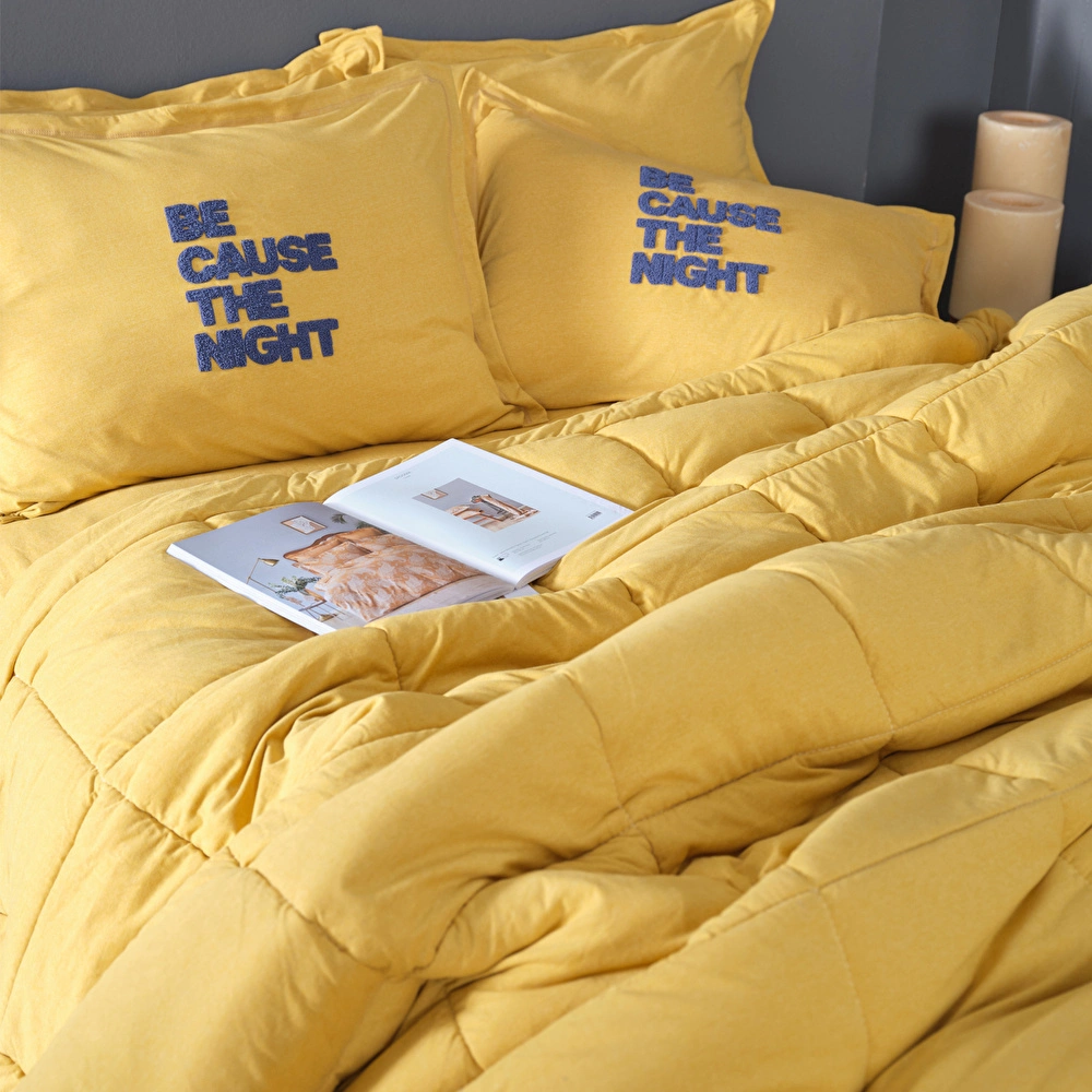 Karaca Home Motto Cotton Comfort Tek Kişilik Uyku Seti Hardal görseli 2
