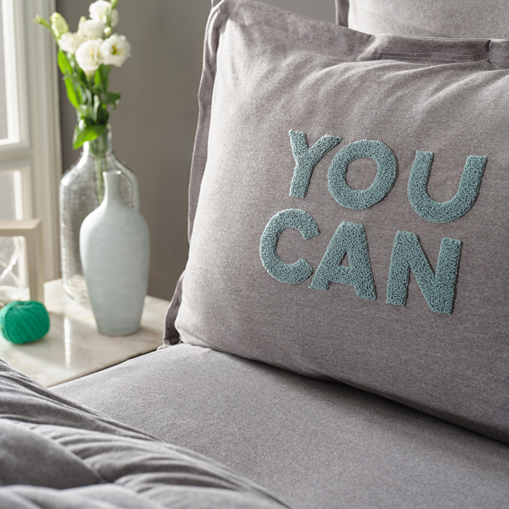 Karaca Home Motto Cotton Comfort Çift Kişilik Uyku Seti Gri görseli 2
