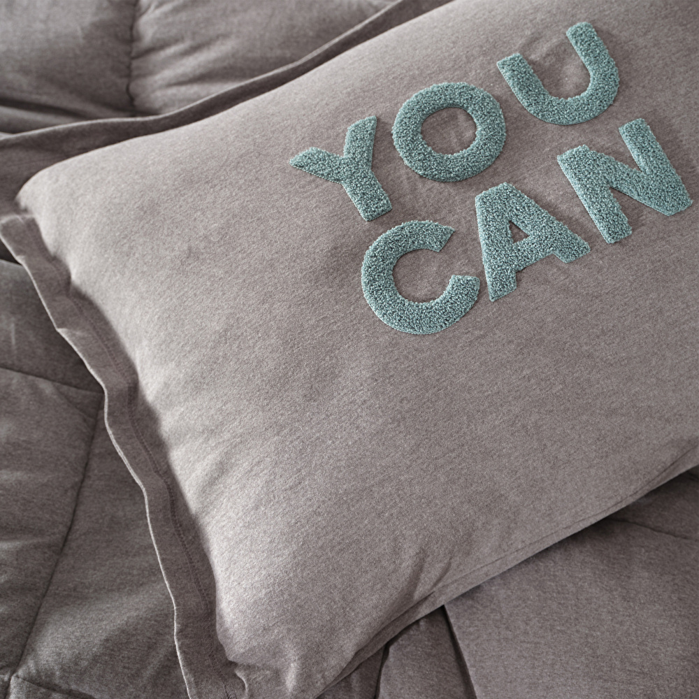 Karaca Home Motto Cotton Comfort Çift Kişilik Uyku Seti Gri görseli 4