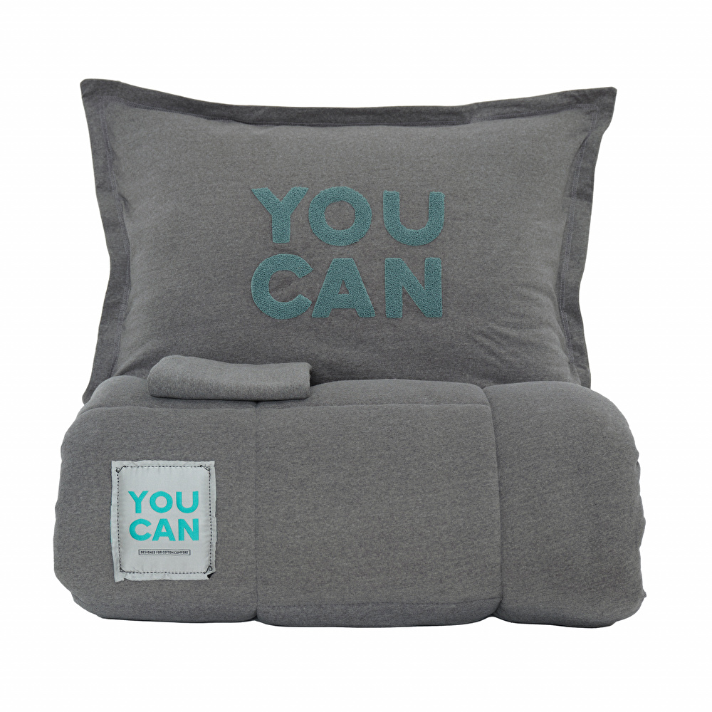 Karaca Home Motto Cotton Comfort Çift Kişilik Uyku Seti Gri görseli 5
