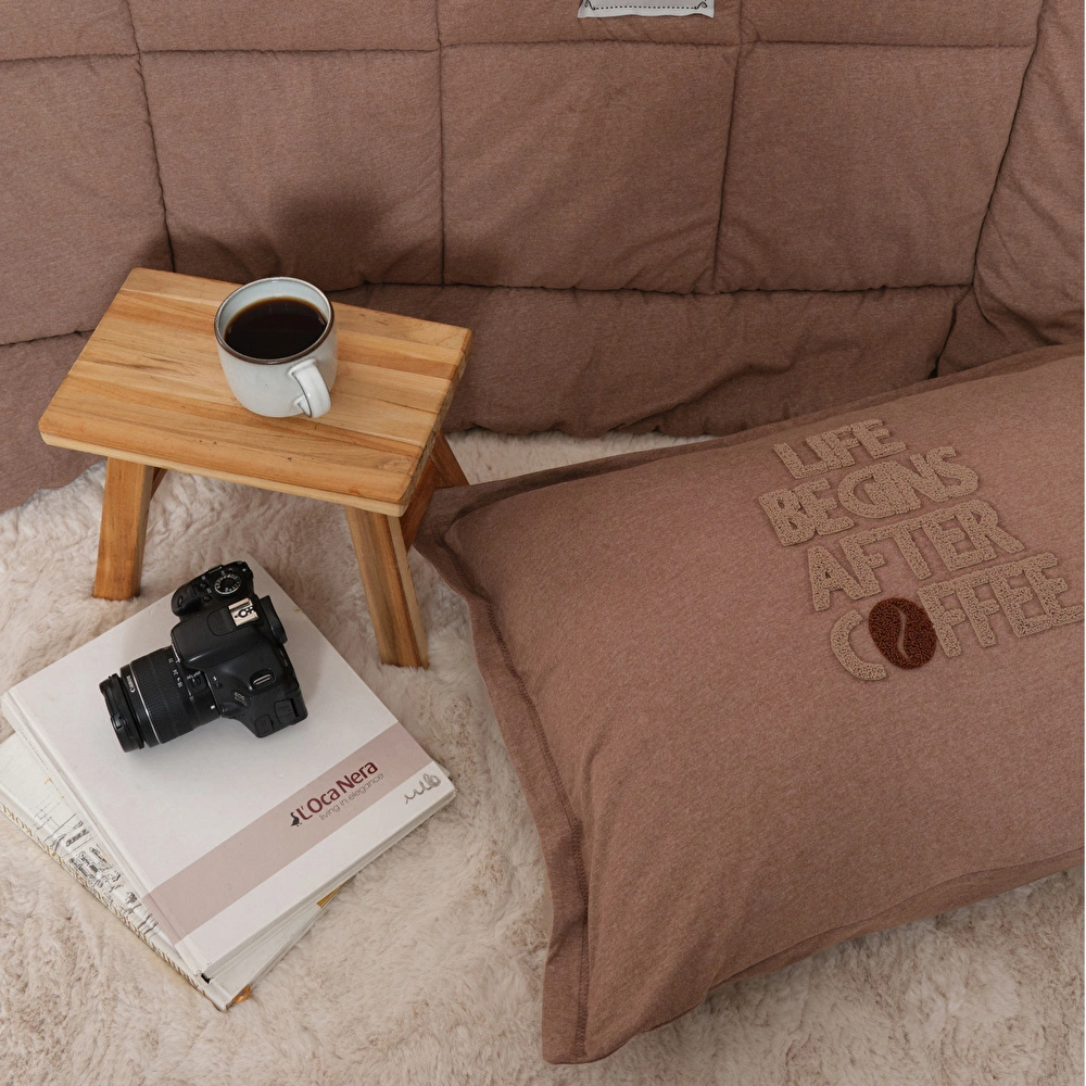 Karaca Home Motto Cotton Comfort Çift Kişilik Uyku Seti Kahve görseli 4