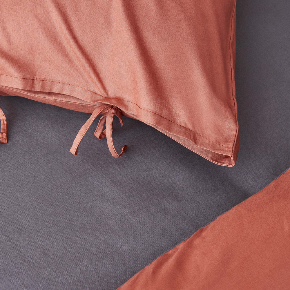 Karaca Home Basic Antrasit-Terecota Çift Taraflı Çift Kişilik Nevresim Takımı görseli 6
