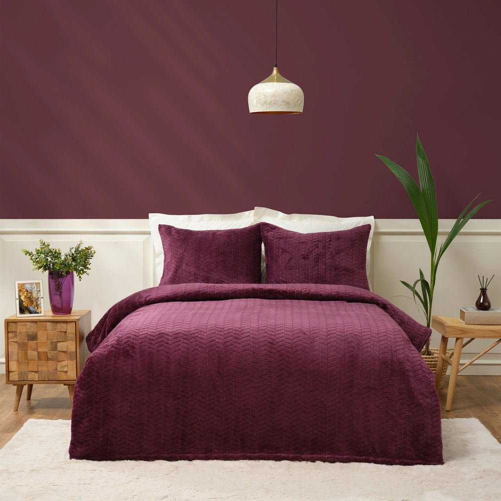 Karaca Home Rosie Mürdüm Çift Kişilik Wellsoft Yatak Örtüsü  görseli 1
