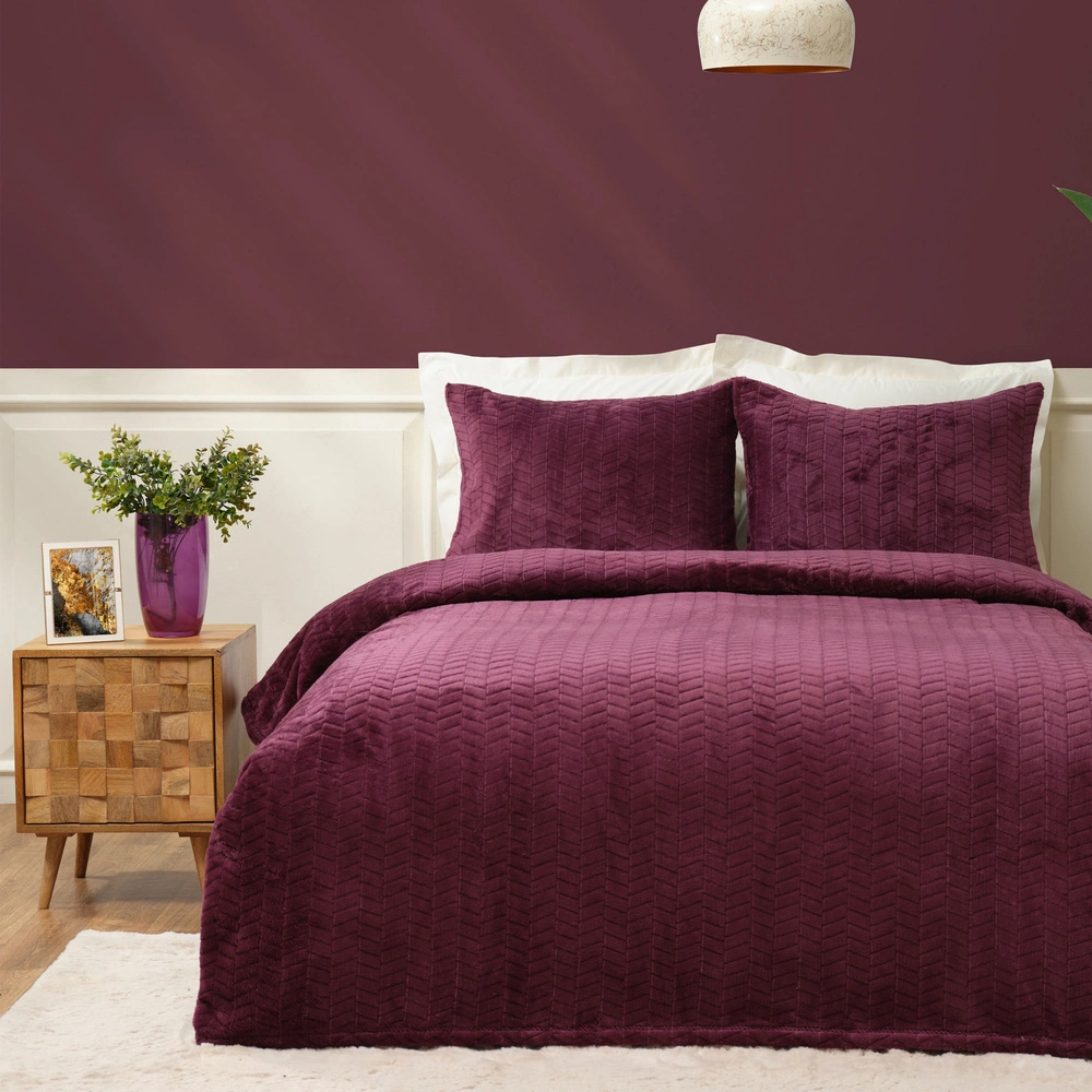 Karaca Home Rosie Mürdüm Çift Kişilik Wellsoft Yatak Örtüsü  görseli 2