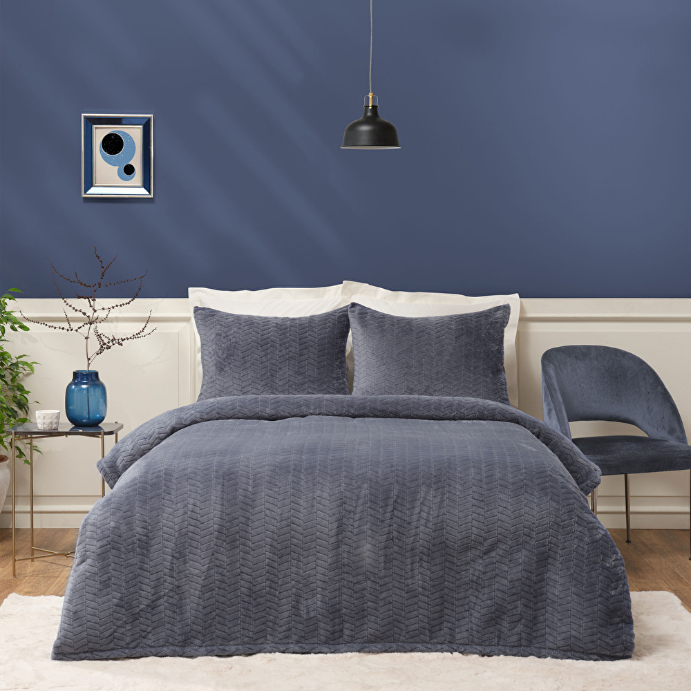 Karaca Home İndigo Çift Kişilik Wellsoft Yatak Örtüsü  görseli 1