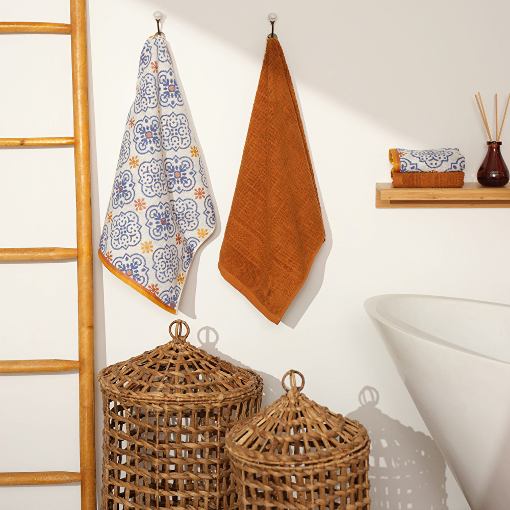 Karaca Home Frela %100 Pamuk 4lü Yüz/Banyo Havlusu Seti Mavi  görseli 1