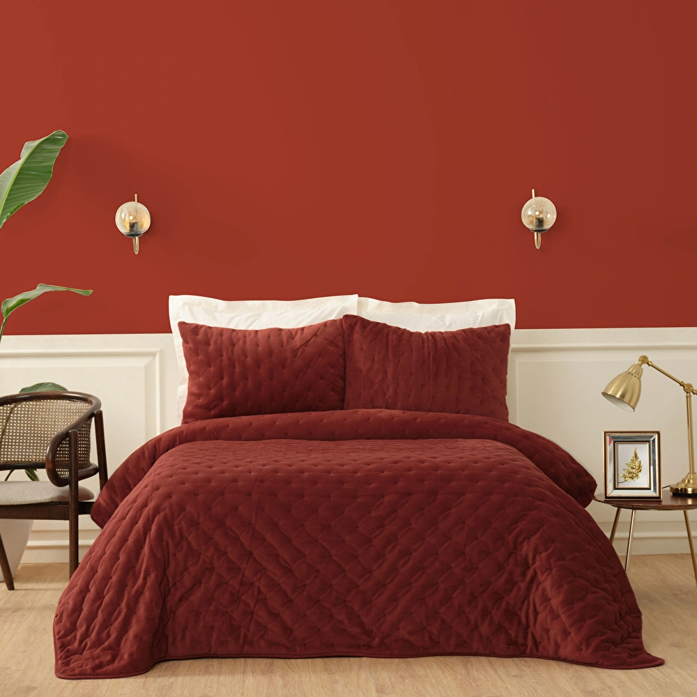 Karaca Home Tiana Terracotta Çift Kişilik Chester Yatak Örtüsü görseli 1
