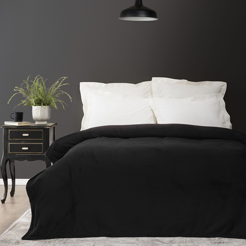 Karaca Home Fiona Siyah Wellsoft Çift Kişilik Battaniye görseli 1