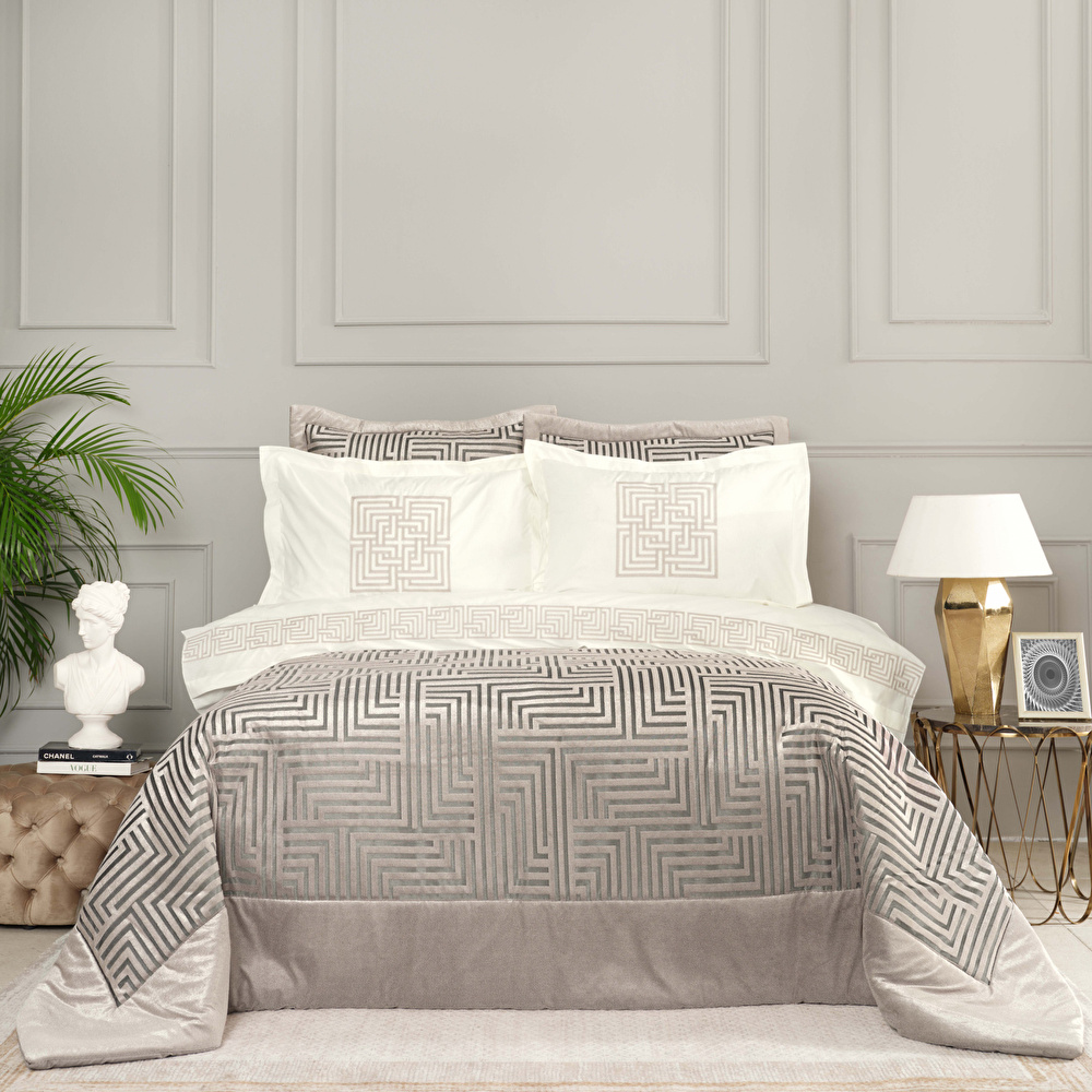 Karaca Home Nicole Bej 9 Parça Çift Kişilik Private Düet Set görseli 1