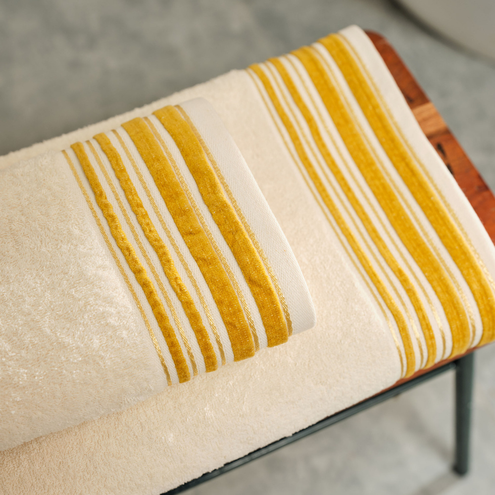 Karaca Home Minka Sonil %100 Pamuk Banyo/Yüz Havlusu Hamam Seti Off White Gold görseli 4