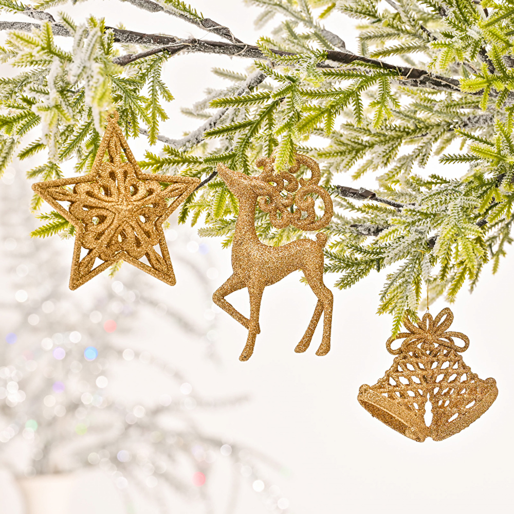 Karaca Home New Year Yılbaşı Glitter 3 Parça Ağaç Süsü Seti  görseli 2