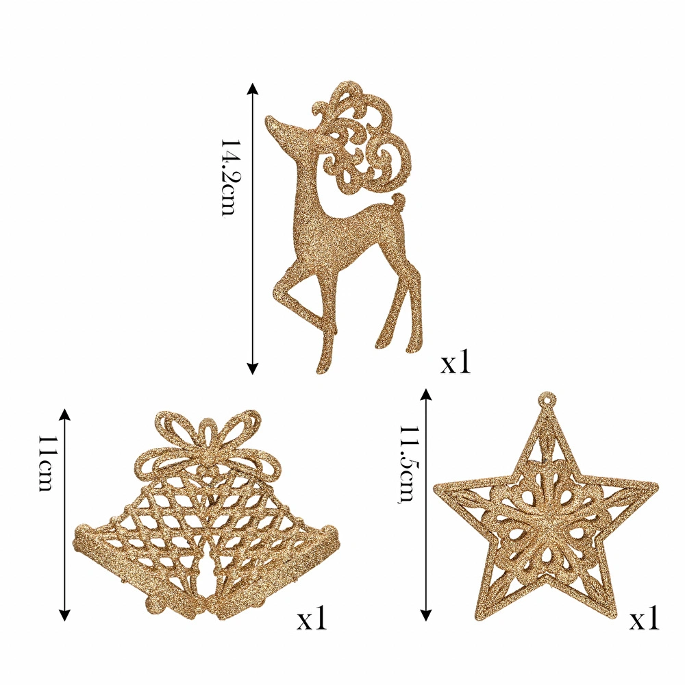 Karaca Home New Year Yılbaşı Glitter 3 Parça Ağaç Süsü Seti  görseli 6