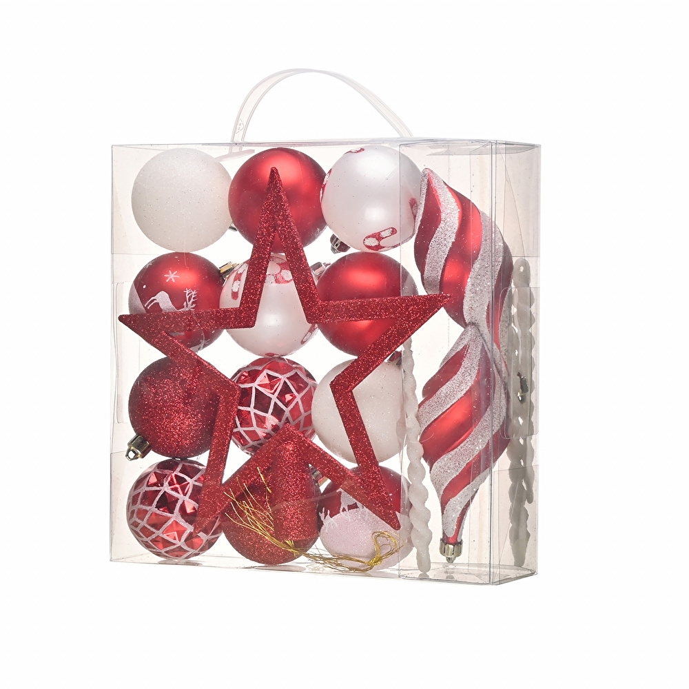 Karaca Home Fun Red Yıldız Başlıklı 19 Parça Ağaç Süsü Seti görseli 5