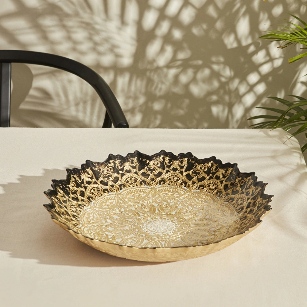 Karaca Home Kashida Dekoratif Tabak 34 cm Altın görseli 1