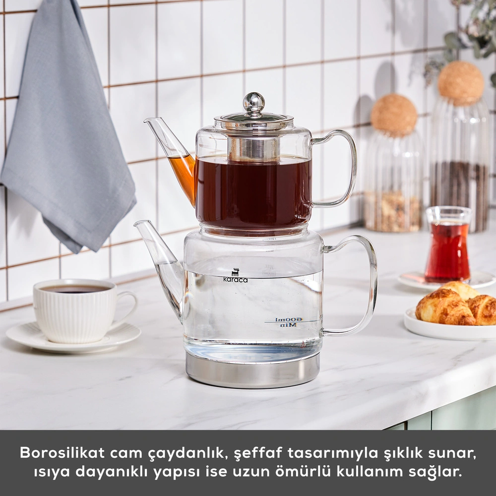 Karaca Dora Borosilikat Cam Çaydanlık XL görseli 3