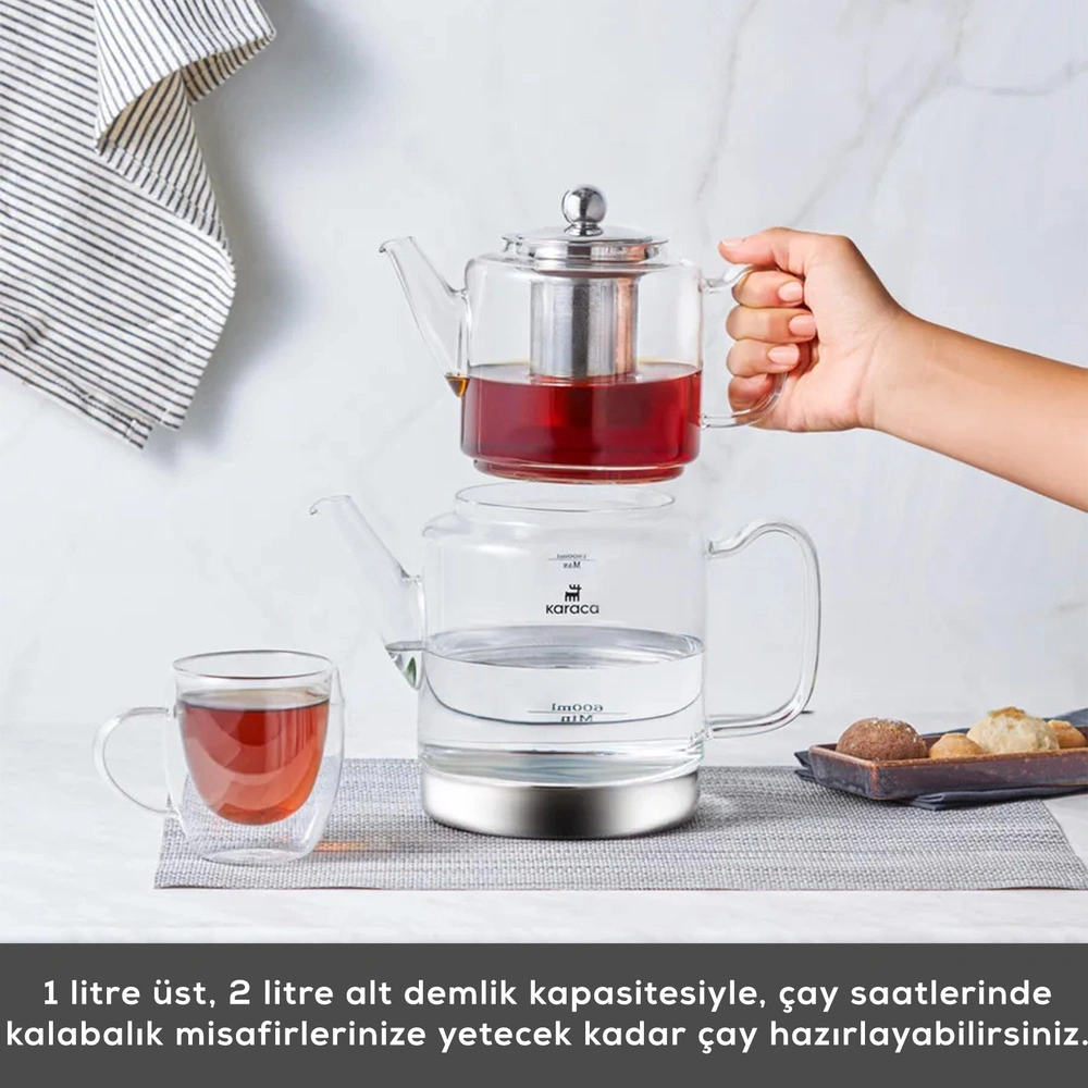 Karaca Dora Borosilikat Cam Çaydanlık XL görseli 4