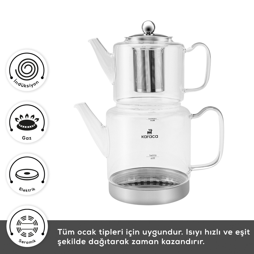 Karaca Dora Borosilikat Cam Çaydanlık XL görseli 8