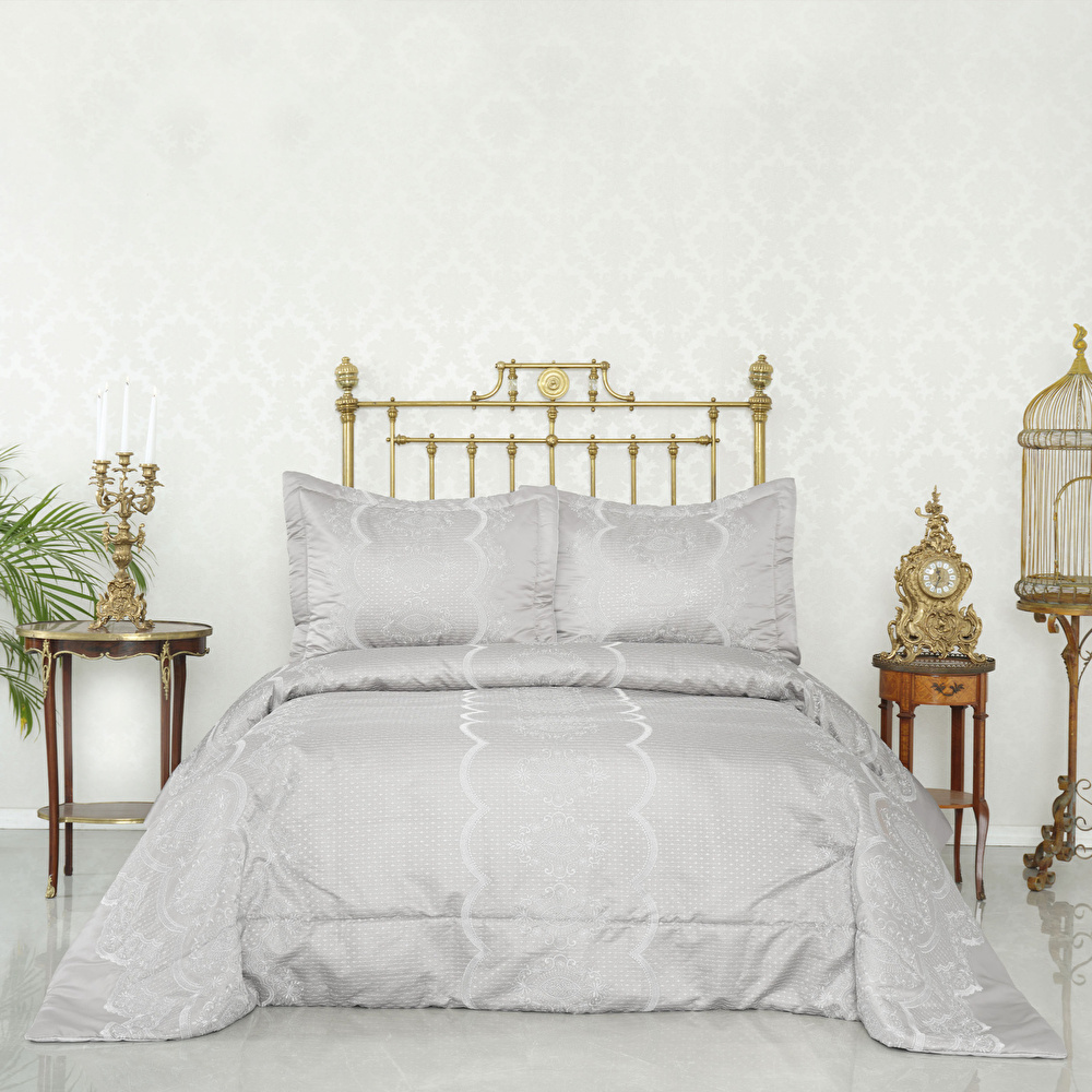 Karaca Home Versay Silver 3 Parça  Nakışlı Çeyiz Yatak Örtüsü Set görseli 1