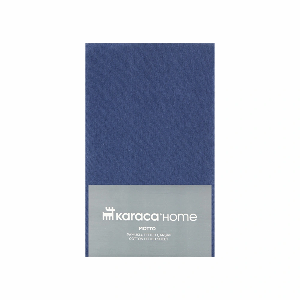 Karaca Home Motto Penye Fitted Çift Kişilik Çarşaf 160x200+30 cm İndigo görseli 2