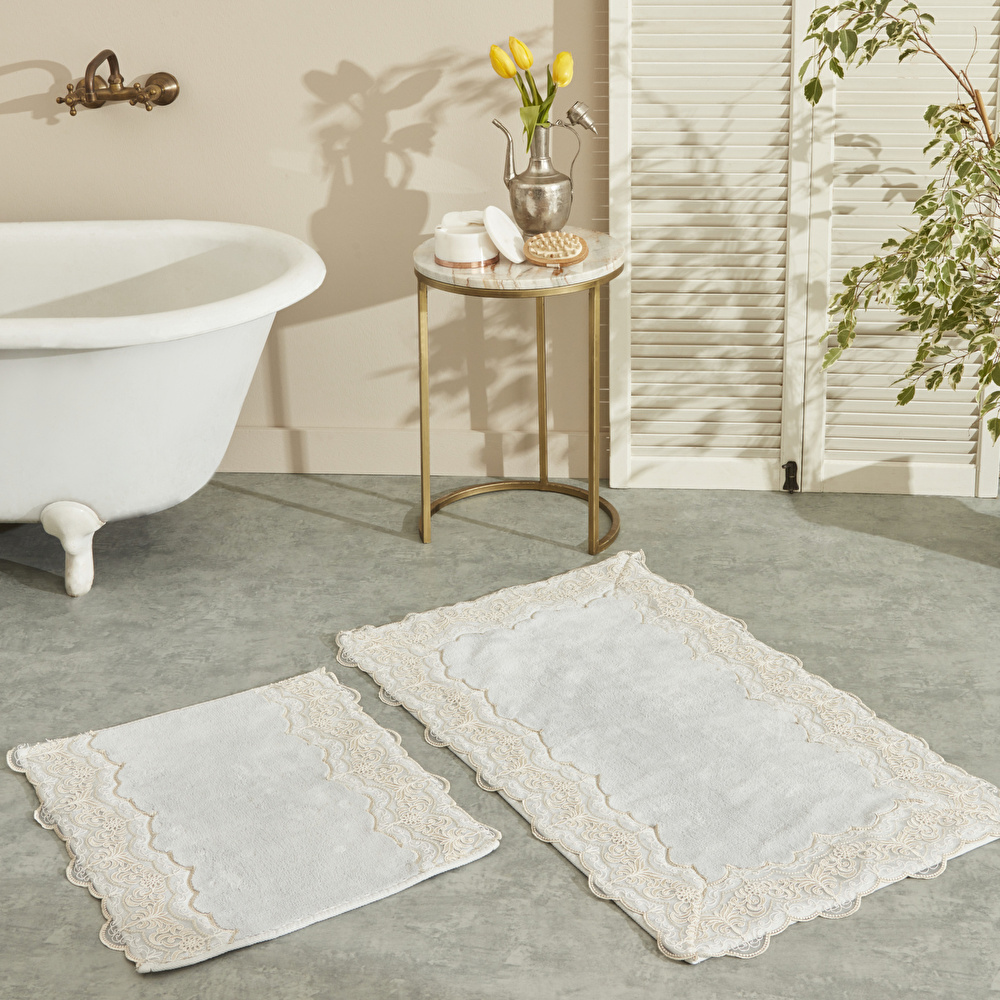 Mathilda Fransız Dantelli Paspas Set 60x100 cm 50x60 cm Gold