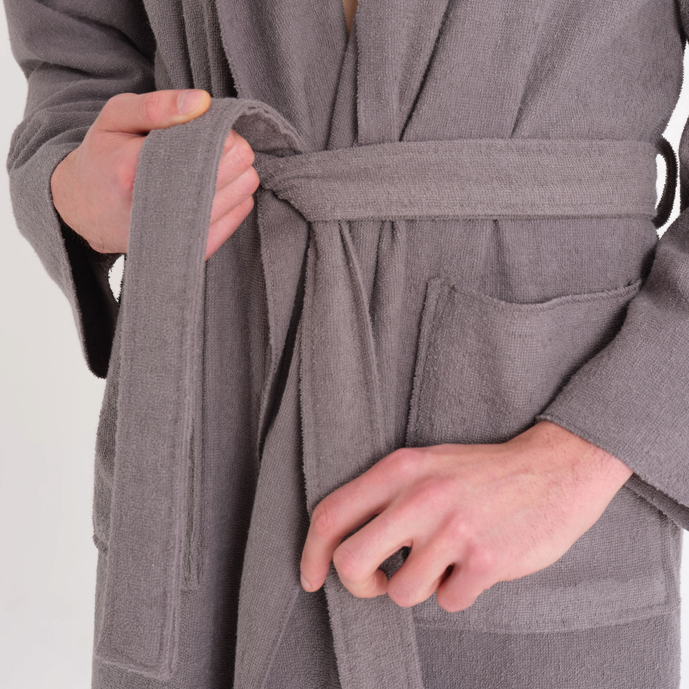 Karaca Home Berlin K. Gri Relax Hooded %100 Pamuk Bornoz S/M  görseli 4