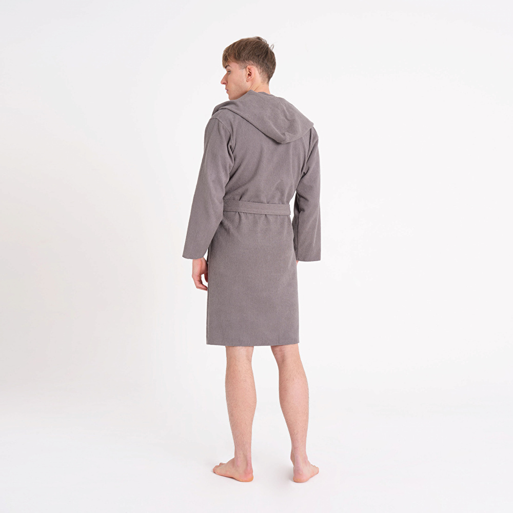 Karaca Home Berlin Koyu Gri Relax Hooded %100 Pamuk Bornoz L/XL görseli 7