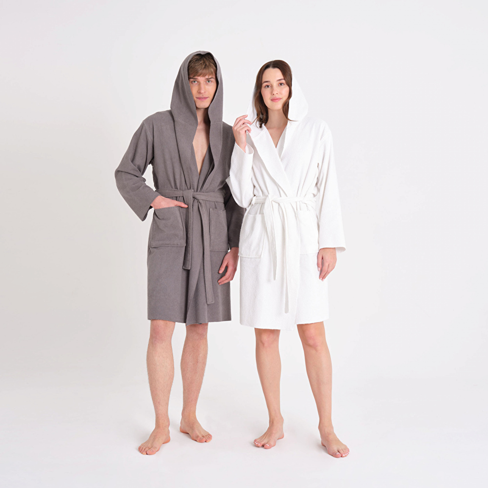 Karaca Home Berlin Koyu Gri Relax Hooded %100 Pamuk Bornoz L/XL görseli 9