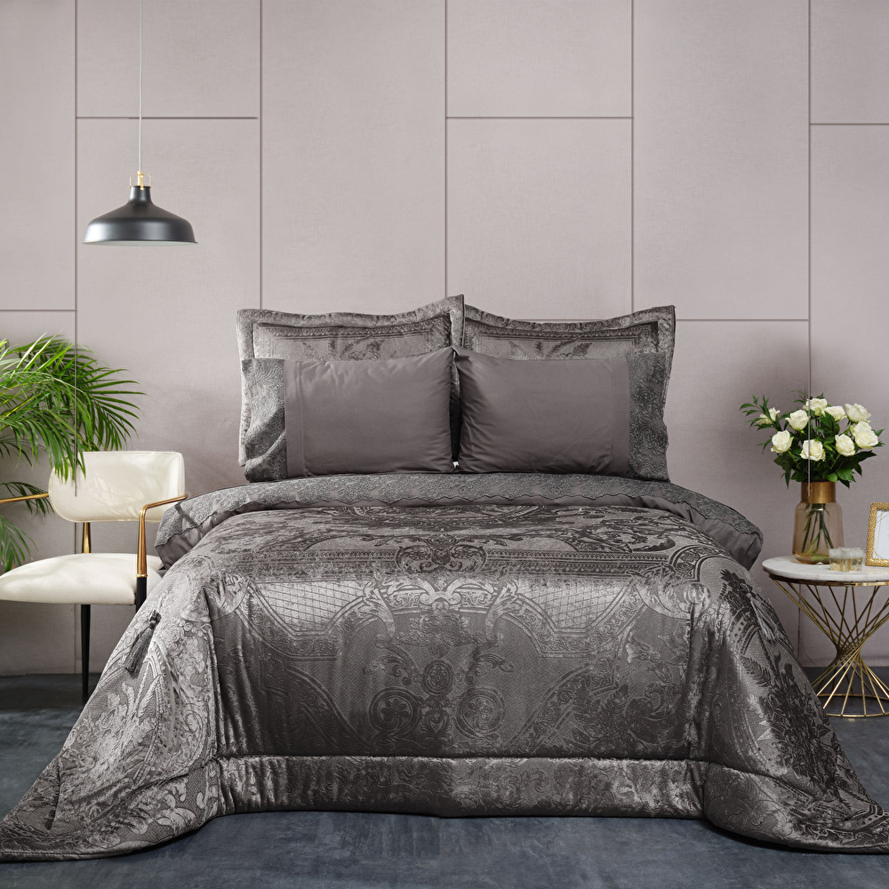 Karaca Home Victoria Antrasit Çift Kişilik 7 Parça  Private Düet Set görseli 1