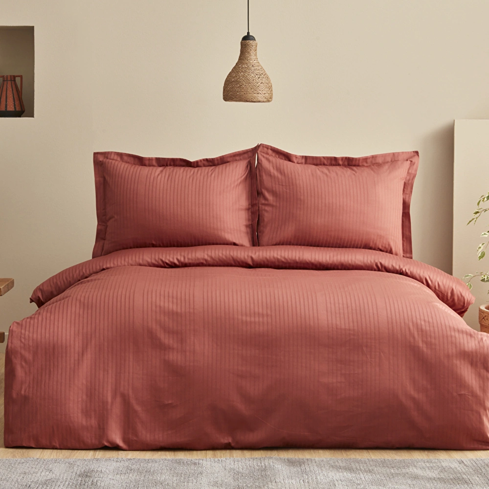 Karaca Home Uniq %100 Pamuk Saten Çift Kişilik Nevresim Takımı Terracota görseli 1