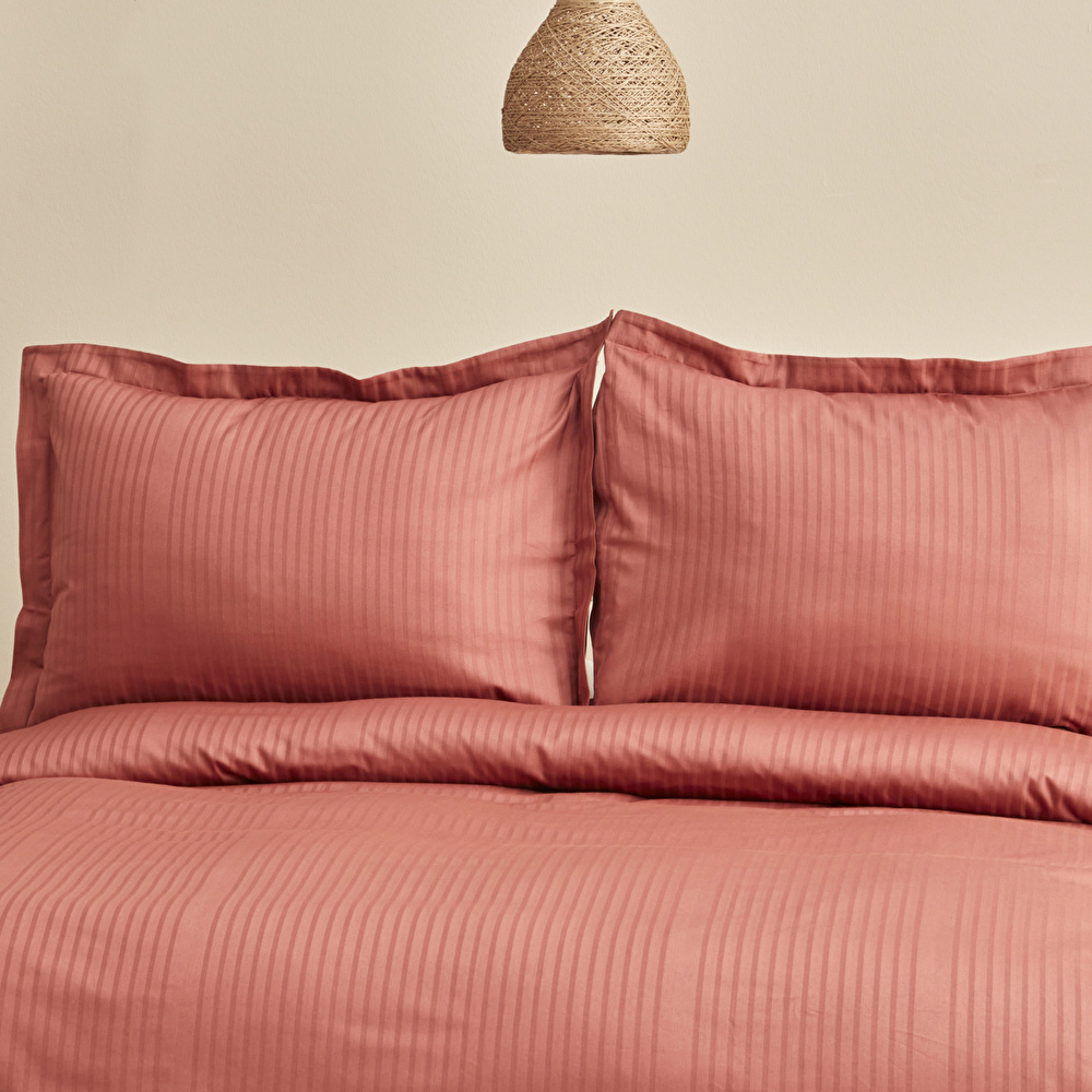 Karaca Home Uniq %100 Pamuk Tek Kişilik Saten Nevresim Takımı Terracota görseli 3