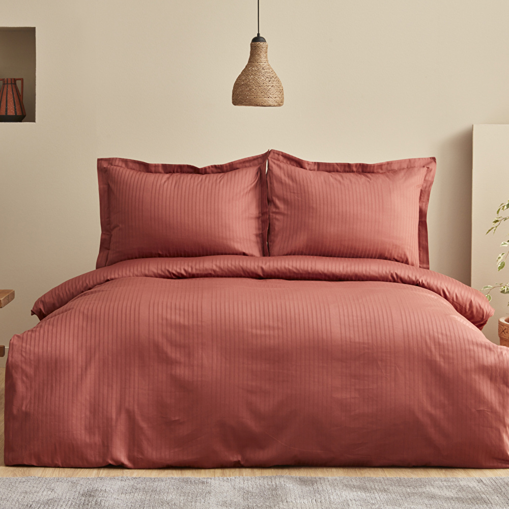 Karaca Home Uniq %100 Pamuk Tek Kişilik Saten Nevresim Takımı Terracota görseli 1