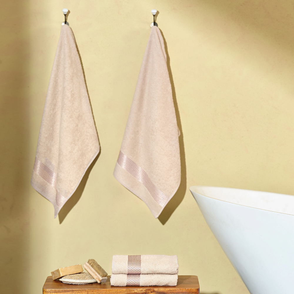 Karaca Home Honey 4'lü Yüz Havlusu Setİ 50x90 cm Bej  görseli 1