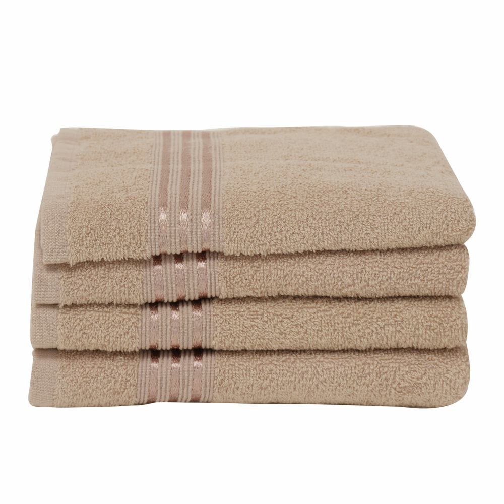 Karaca Home Stripe 4 Lü Yüz Havlusu Seti 50x90 cm Bej görseli 2