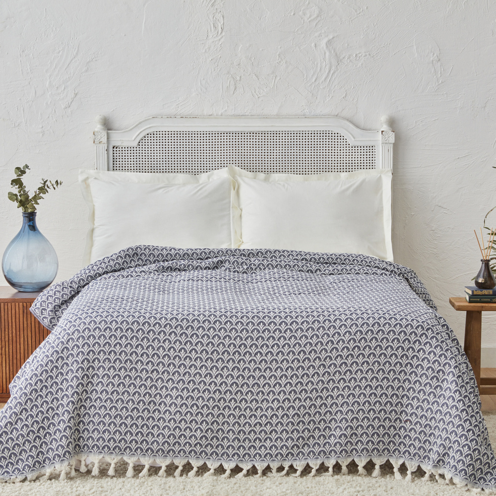 Karaca Home Cordoba Çift Kişilik Pike Yatak Örtüsü 200x230 cm İndigo görseli 1