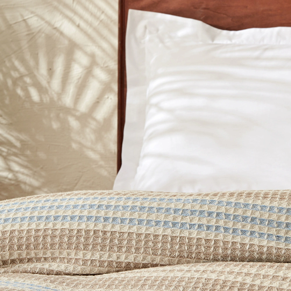 Karaca Home Flow Çizgili Çift Kişilik Waffle Pike 200x230 cm Bej görseli 5