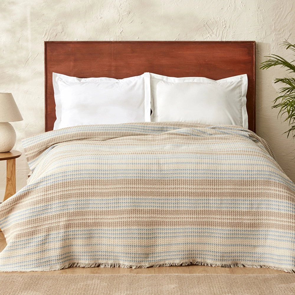 Karaca Home Flow Çizgili Çift Kişilik Waffle Pike 200x230 cm Bej görseli 1
