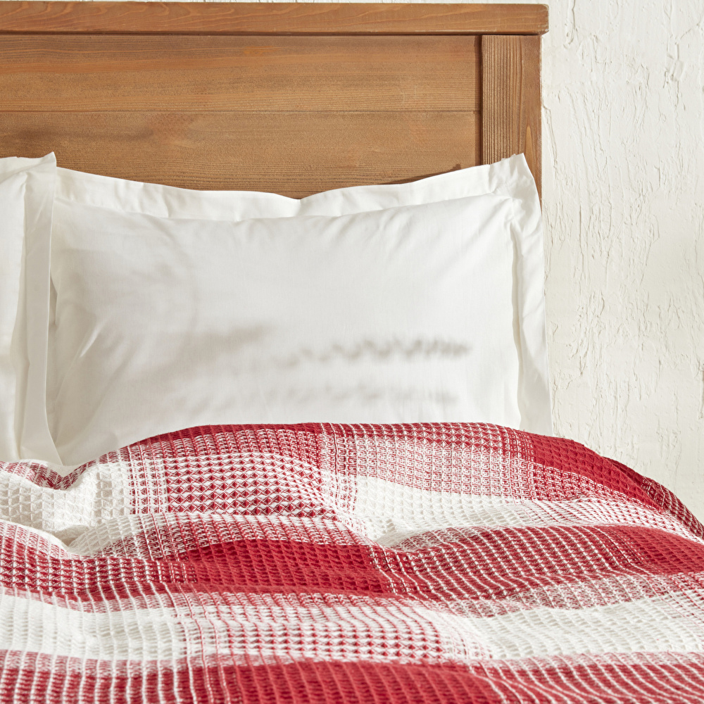 Karaca Home Flow Ekose Tek Kişilik Waffle Pike 160x230 cm Kırmızı görseli 4