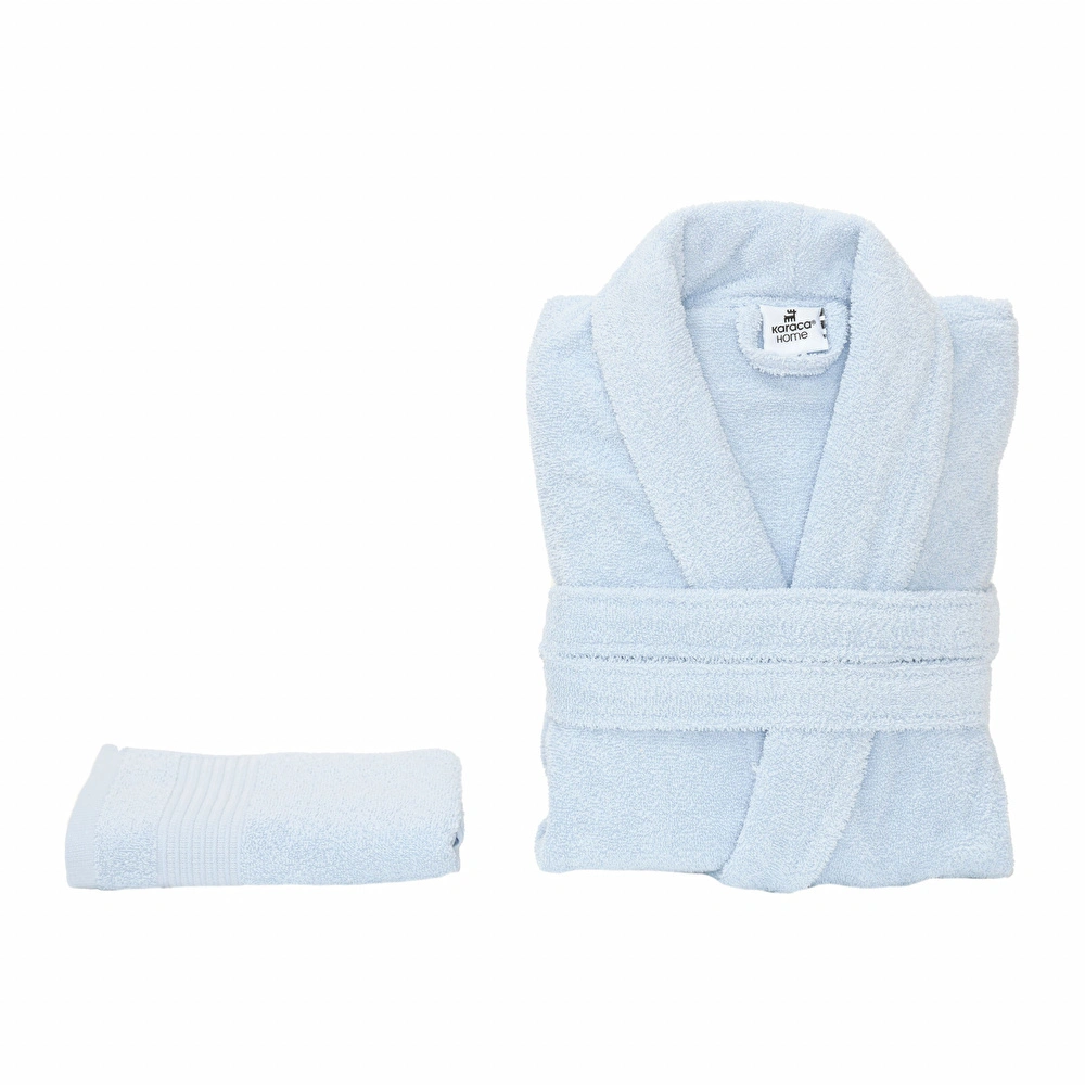 Karaca Home Defy Mavi %100 Pamuk Bornoz Seti L/XL görseli 2