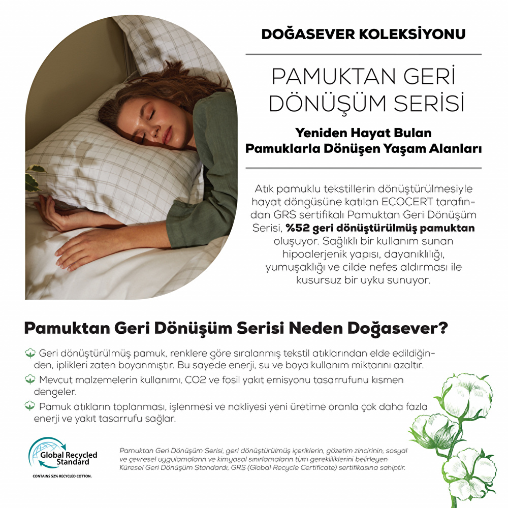 Karaca Home Doğasever Geo Pamuktan Dönüşüm Tek Kişilik Nevresim Takımı Haki görseli 9