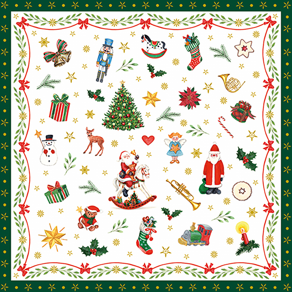 Karaca Home New Year Ornaments All Over Green Kağıt Peçete görseli 1