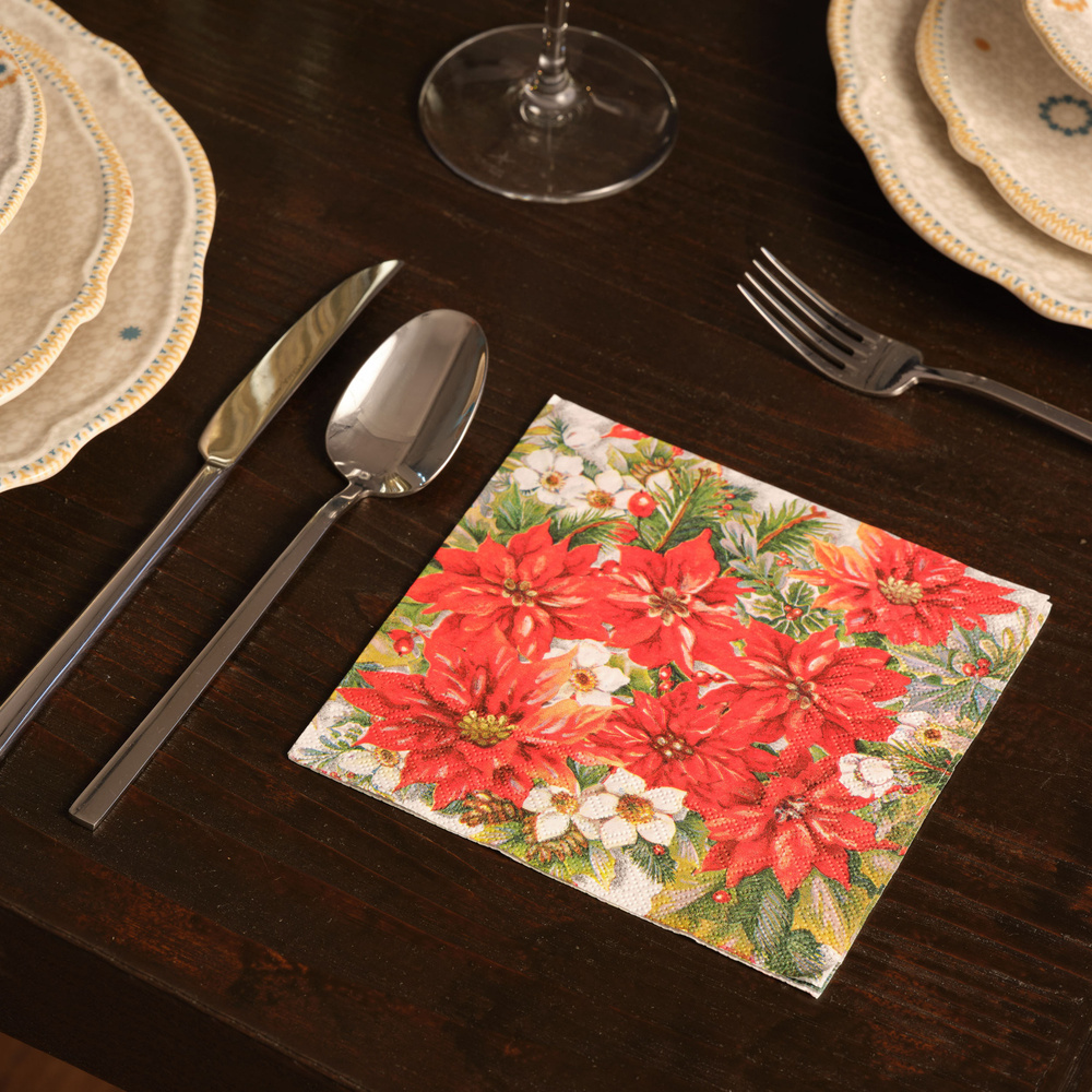 Karaca Home New Year Poinsettia All Over Kağıt Peçete görseli 2
