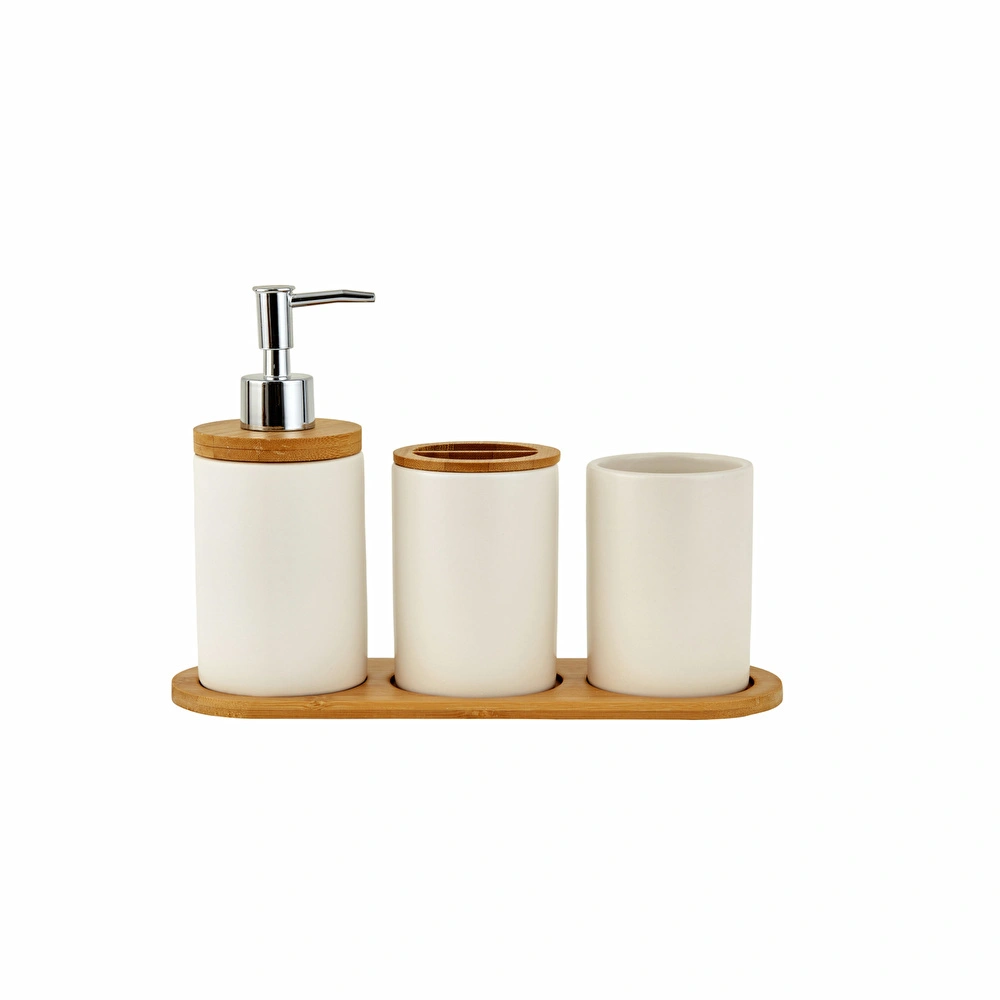 Karaca Home Nature 3lü Banyo Seti Dolomite Beyaz görseli 1