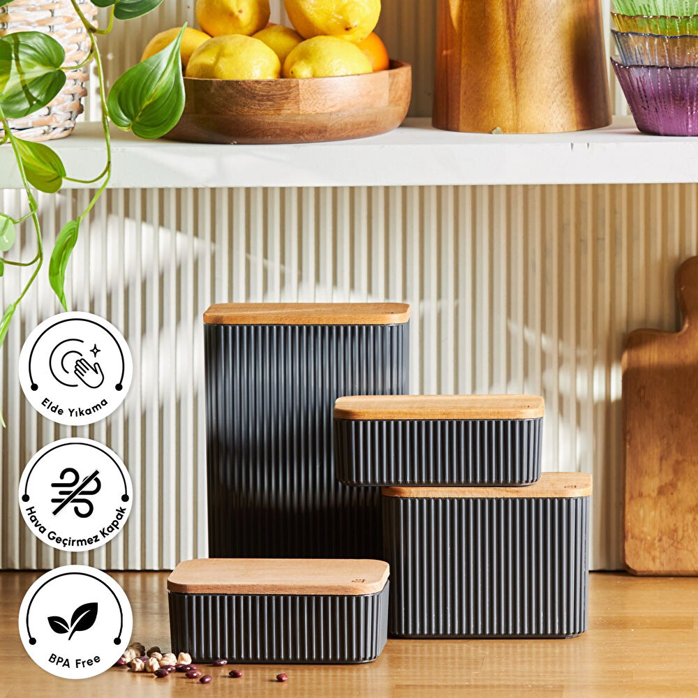 Karaca Massimo 4'lü Saklama Kabı Seti Antrasit thumbnail 3