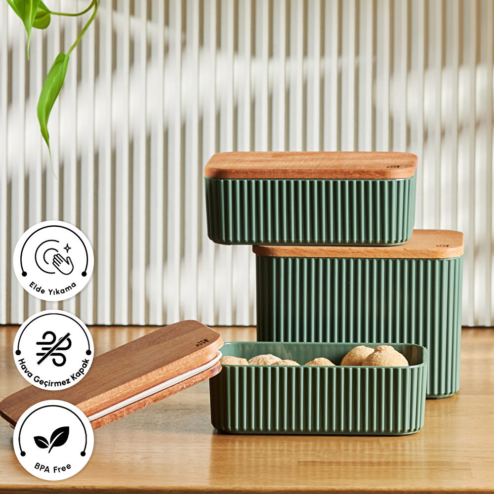Karaca Massimo 3'lü Saklama Kabı Seti Yeşil thumbnail 3