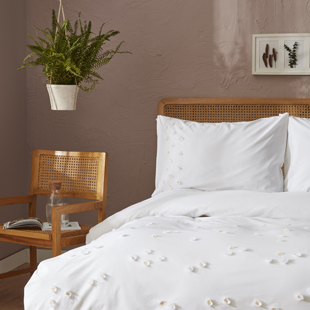 Karaca Home Lily %100 Pamuk Tek Kişilik Nakışlı Nevresim Takımı Beyaz görseli 6