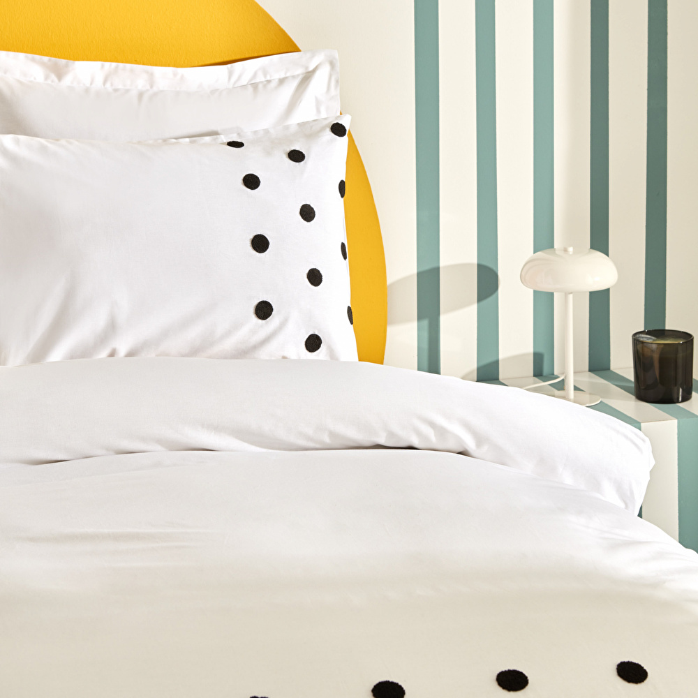 Karaca Home Dots %100 Pamuk Çift Kişilik Nevresim Takımı Beyaz görseli 3