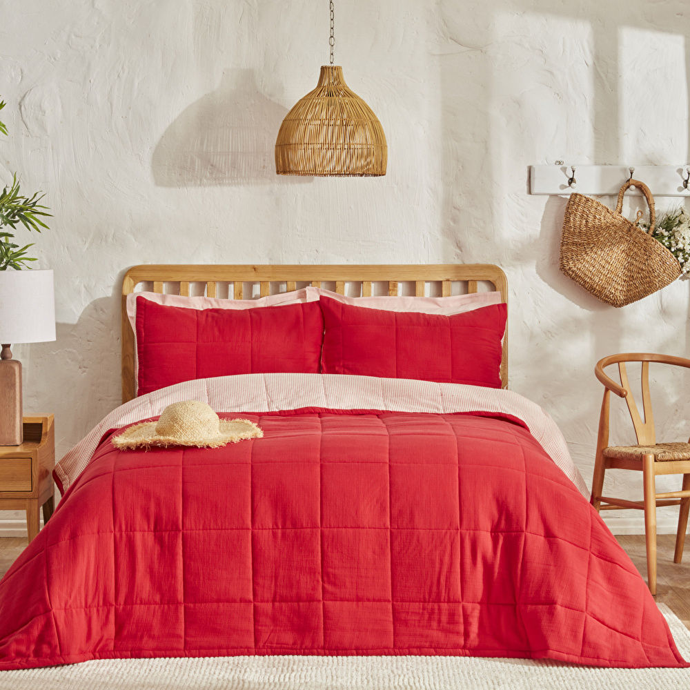 Karaca Home Barny Çift Kişilik Müslin Summer Comfort Kırmızı görseli 1